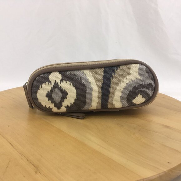 Spartina 449 Linen & Leather Mini Satchel Cosmetic Bag Makeup Bag - Picture 4 of 9